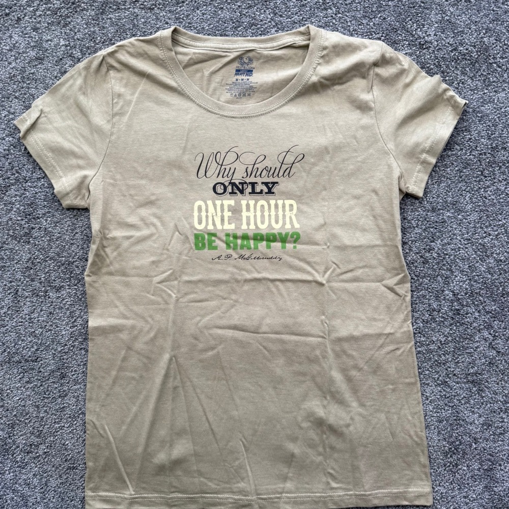 Fruit of the Loom Dr McGillicuddy's Graphic T-Shirt Tan Womens Medium